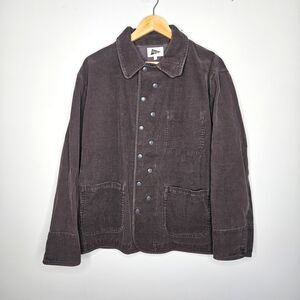 PILGRIM SURF + SUPPLY Mendal Corduroy Welders Jacket Mens Small Gray Snaps Japan